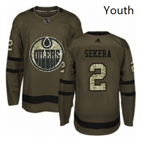 Youth Adidas Edmonton Oilers 2 Andrej Sekera Authentic Green Salute to Service NHL Jersey